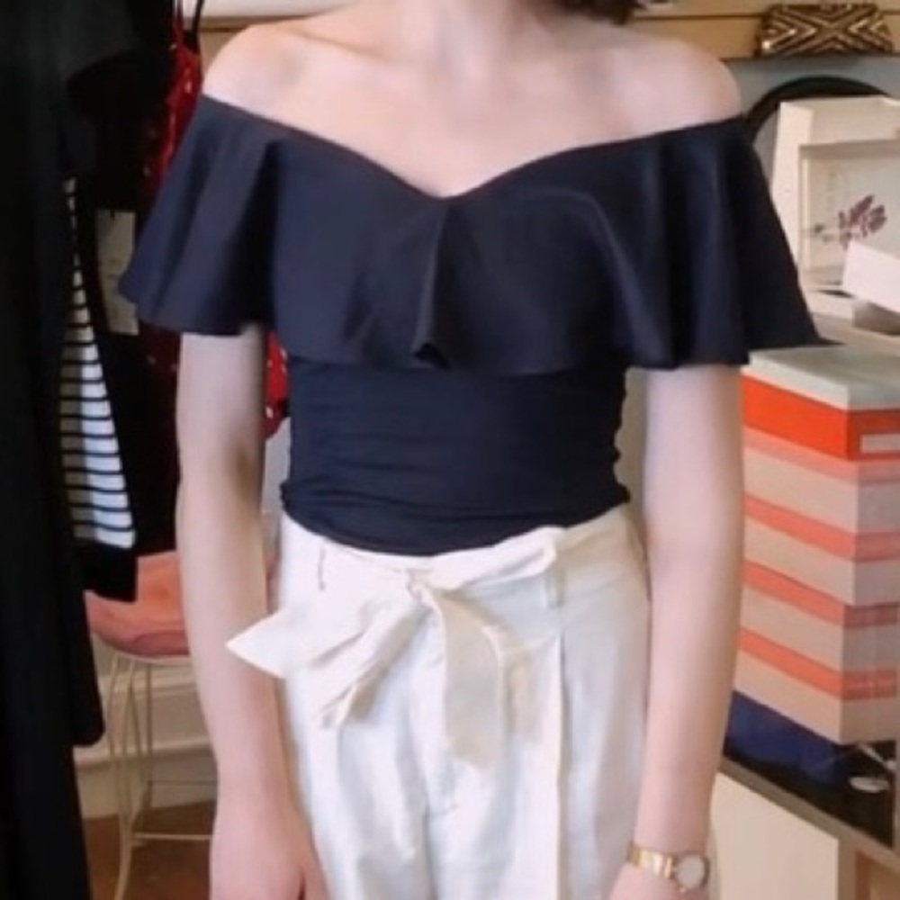 Unique Vintage Frenchie Top in Navy Size S